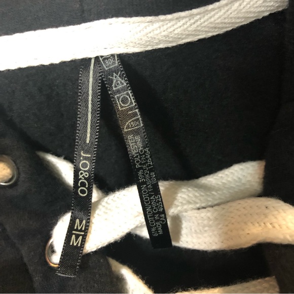 Woman’s black pull over hoodie with white laced front - Picture 6 of 13